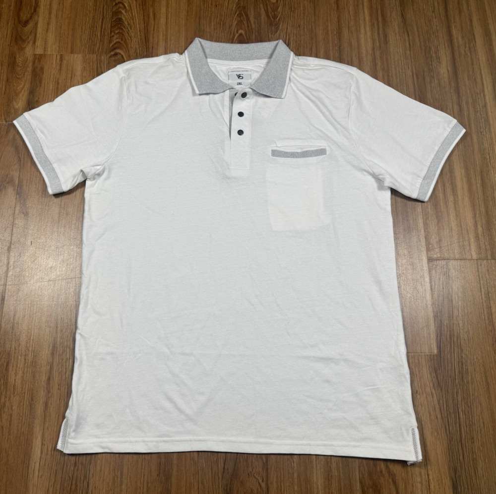 Vertical Sport White/Gray Short Sleeve Polo Shirt - Men's 2XL